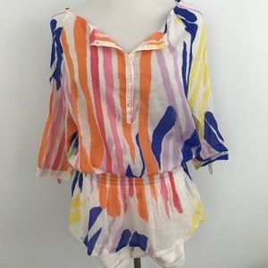 Aerie Colorful Peplum Boatneck Cotton Blou…